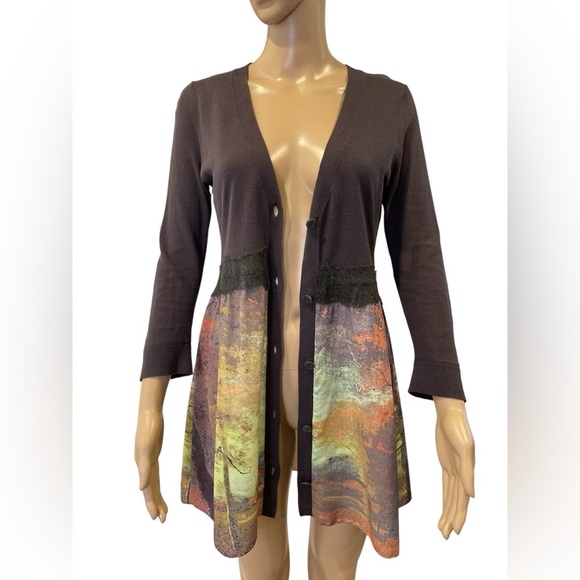 Anthropologie Knitted & Knotted Foliage Multicolor Long Sleeve Cardigan size S - Picture 2 of 5